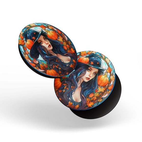 Fall Leaves and Halloween Pumpkins Cell Phone Womn Pop Sockets Swappable PopGrip - Picture 3 of 13